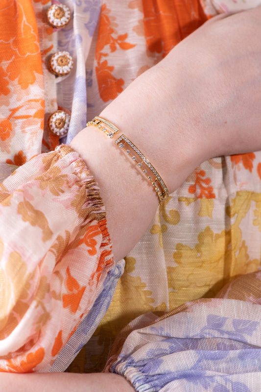 Marli Avenues Open Hinged Bracelet in Yellow Gold