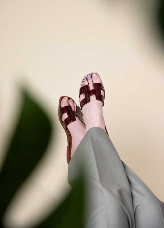 Hermès Burgundy Crocodile Orans