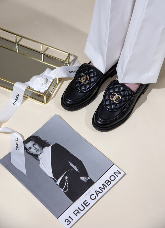 Chanel Black Loafers with GHW