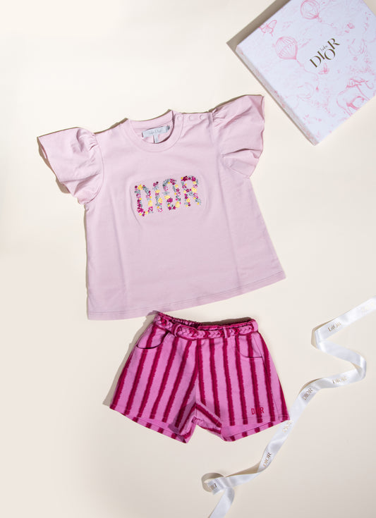 Dior Baby Pink Cotton Shirt & Pink Overdye Striped Cotton Shorts