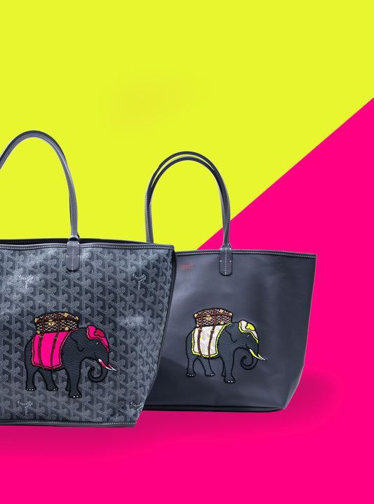 Goyard Anjou PM Bags Reversible in Gray/Lime & Gray/Pink