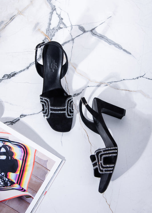 Hermès Sparkling Black Eternite 80 Sandals