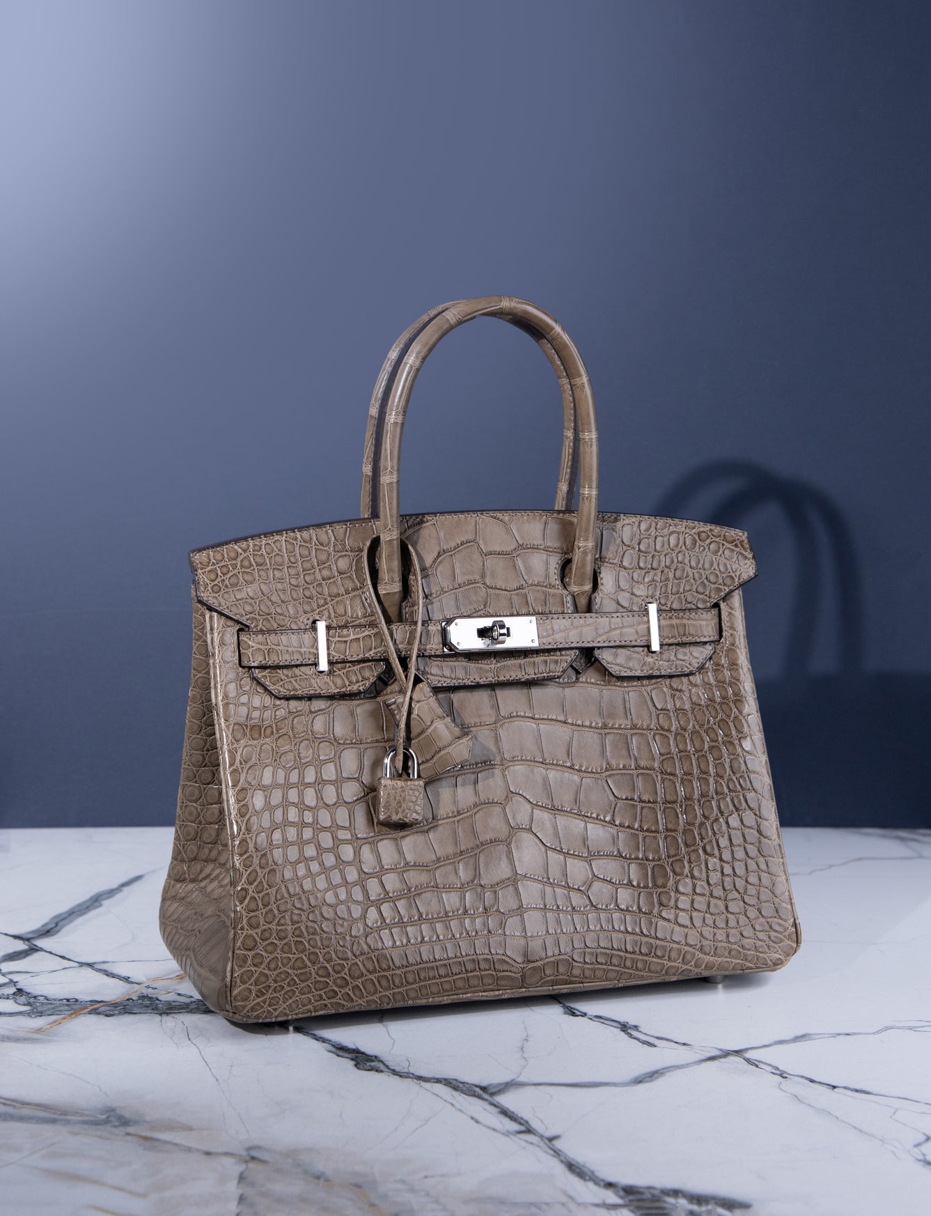 Hermès Birkin Crocodile 30 in Gris Tourterelle PHW