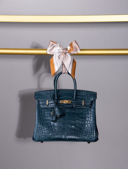 Hermès Birkin 25 Crocodile in Vert Rousseau GHW