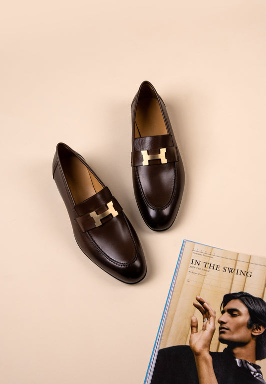 Hermès Brown Leather Loafers