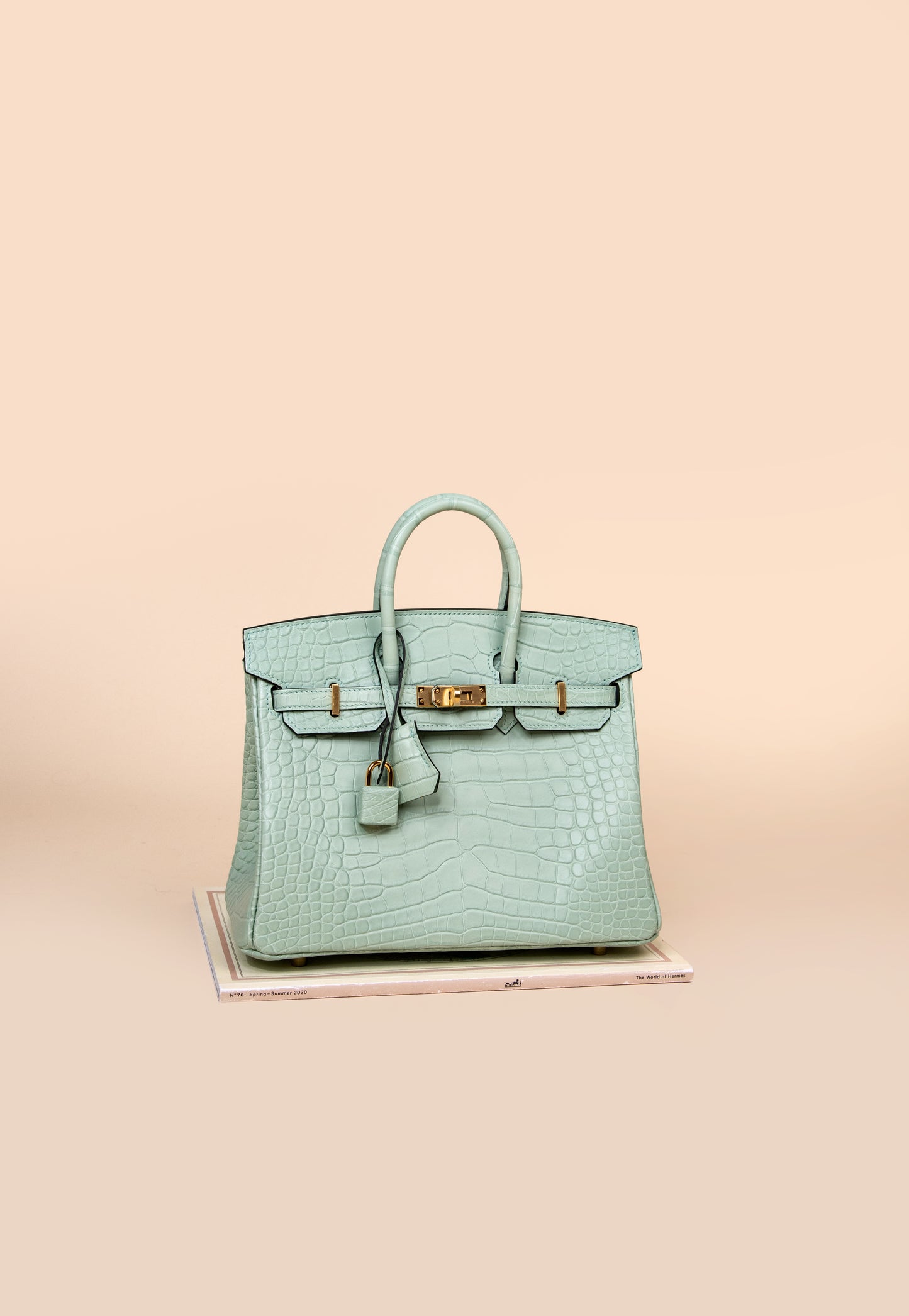 Hermès Birkin 25 Matte Alligator in Vert D'eau GHW