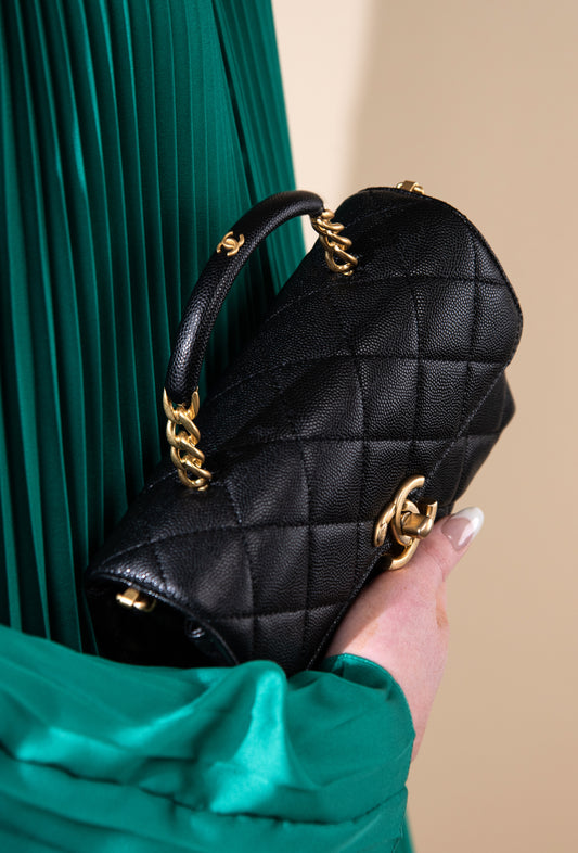 Chanel Black Mini Flap Bag with Top Handle