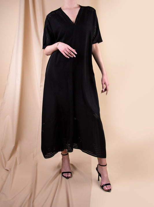Hermès "Brides de Gala" Perforated Caftan in Black