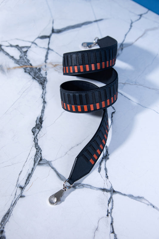 Hermès Bag Strap in Orange/Navy/Black