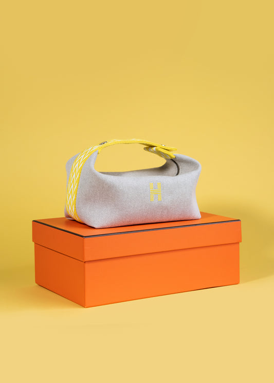 Hermès Bride-a-Brac Case in Yellow/Caviar Canvas