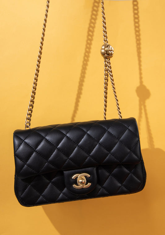 Chanel Mini Flap Bag in Black with Adjustable Chain