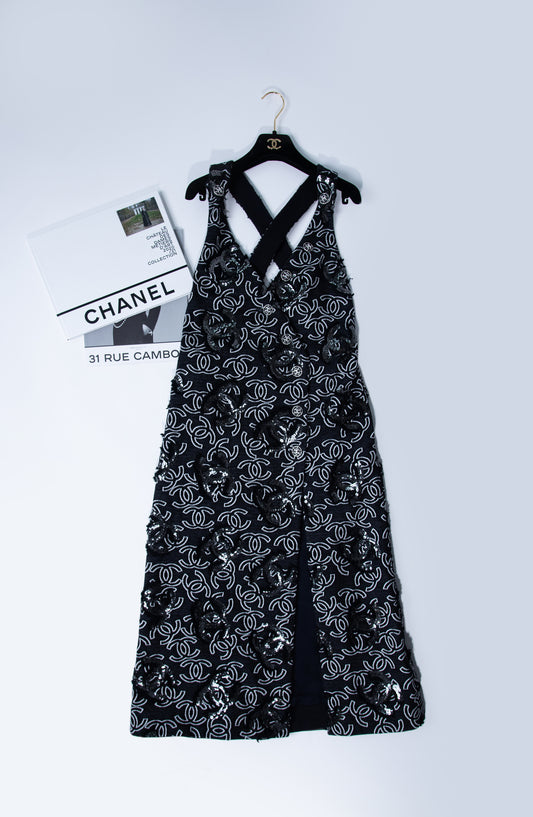 Chanel CC Logo Denim Dress & Sequins