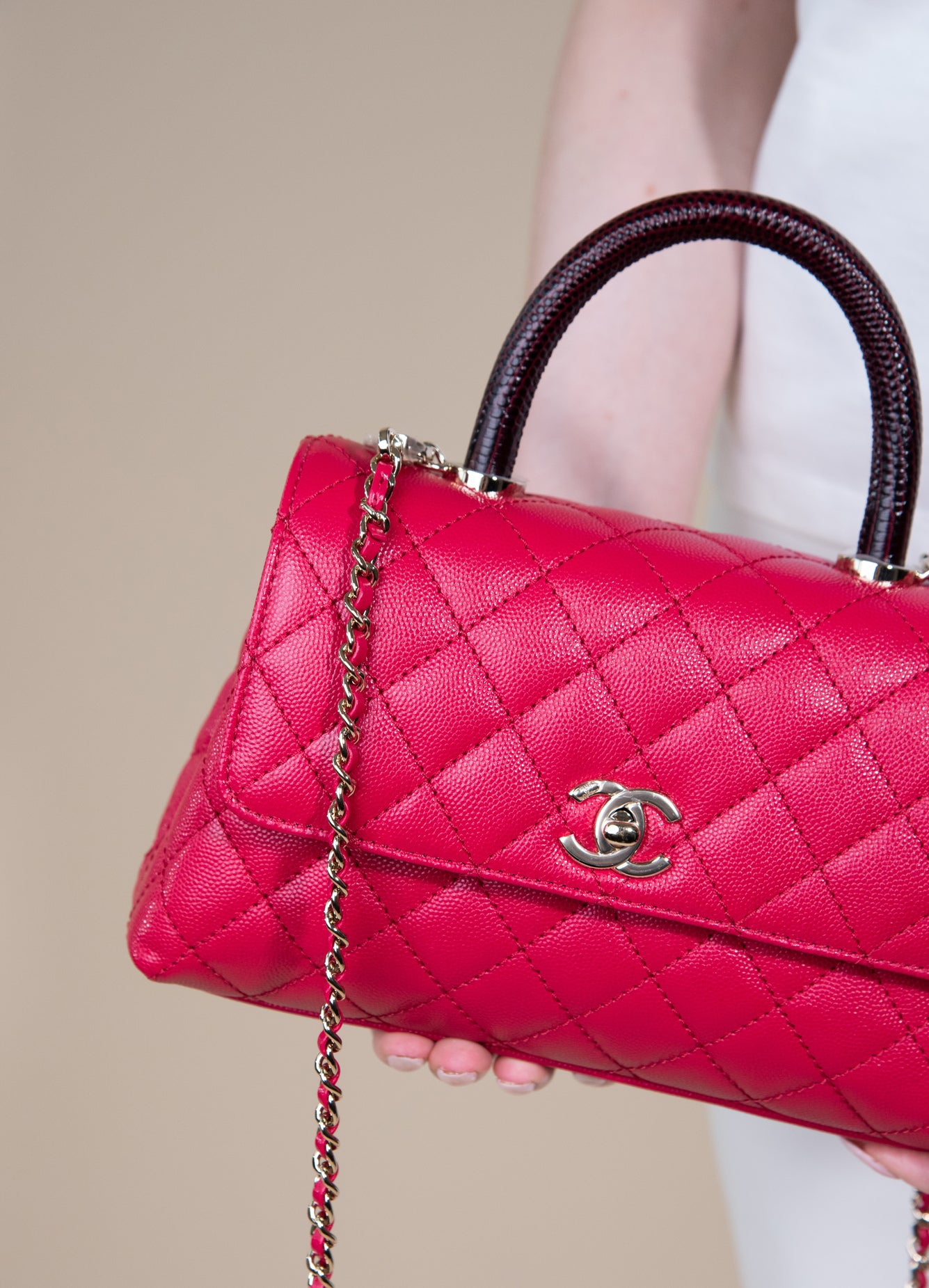 Chanel Small Coco Handle in Raspberry