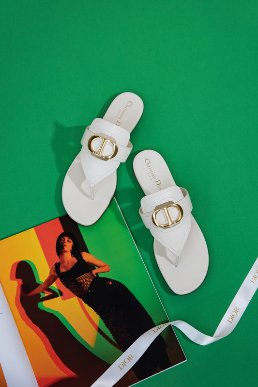 Dior CD Flat White Sandals
