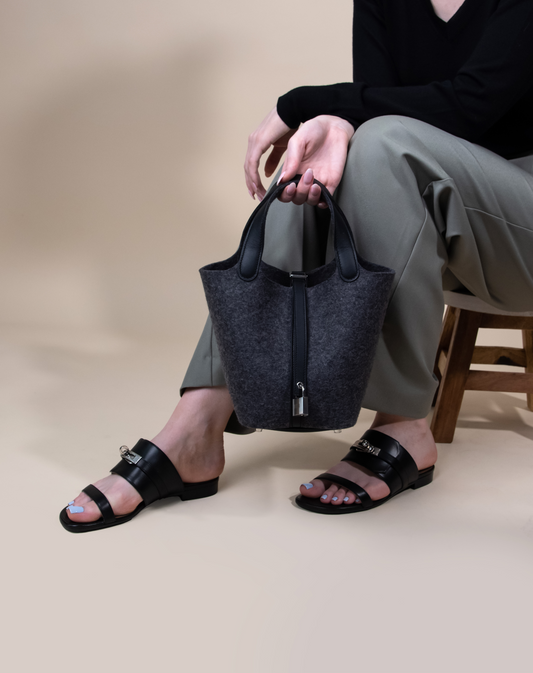 Hermès Feutre Swift Picotin Lock 18 in Gris Moyen Black