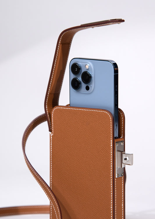 Hermès Hac a Box Phone Case with Strap in Gold