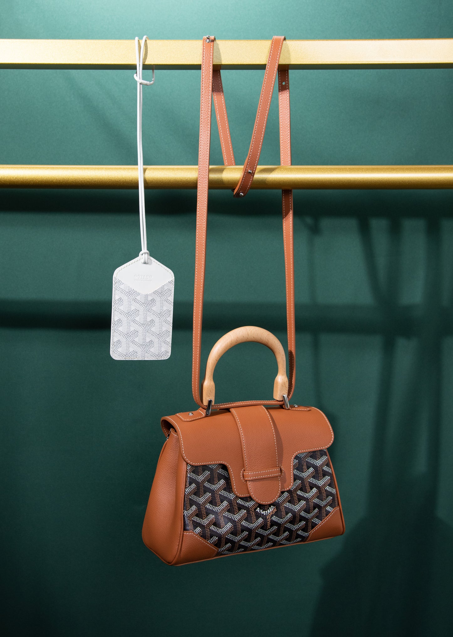 Goyard Mini Saigon Bag in Tan & Black