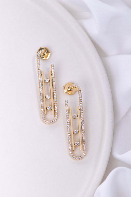 Messika Yellow Gold Diamond Earrings Boucles D'Oreilles Move 10th PM