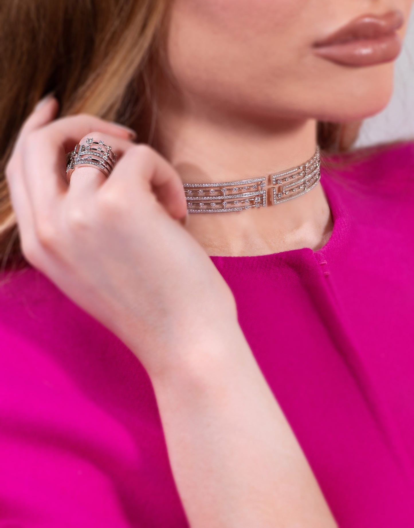 Marli White Gold Avenues Hinged Necklace & Ring