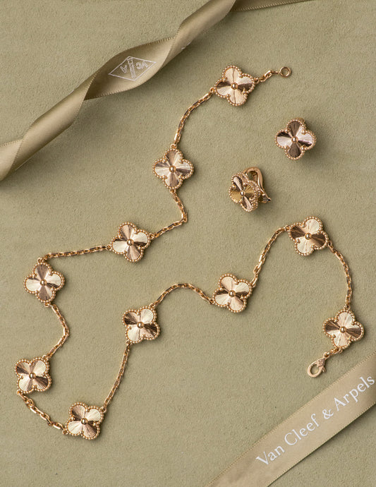 Van Cleef Vintage Alhambra Guillouche Necklace & Earrings