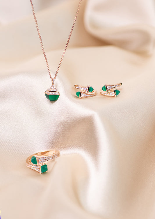 Marli Cleo Green Agate Jewelry Set