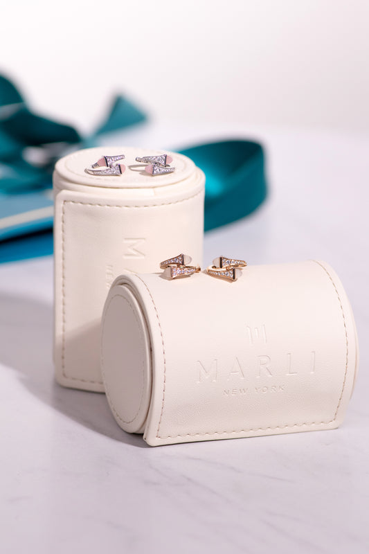 Marli Huggie Earrings White Gold & Rose Gold