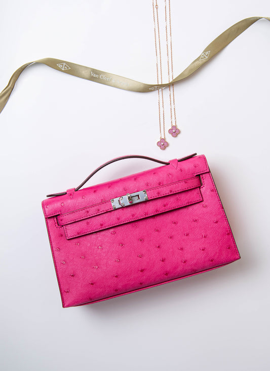 Hermès Ostrich KP & Can Cleef & Arpels Holiday Pendant
