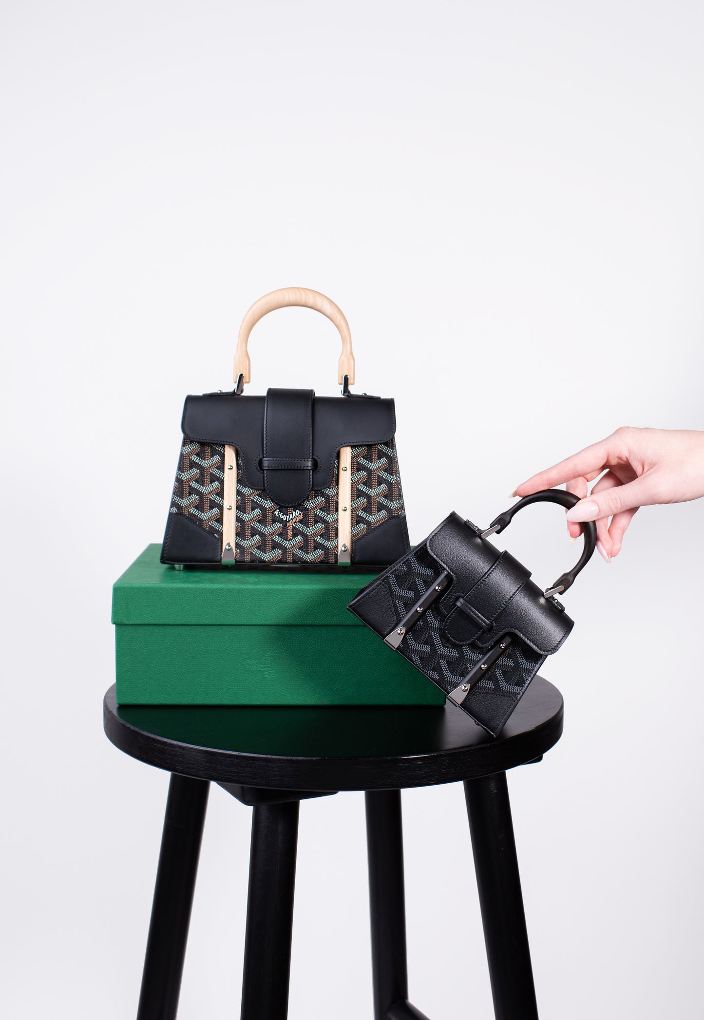 Goyard Mini Saigon Structure Black Bag & Nano Saigon Structure Black Bag