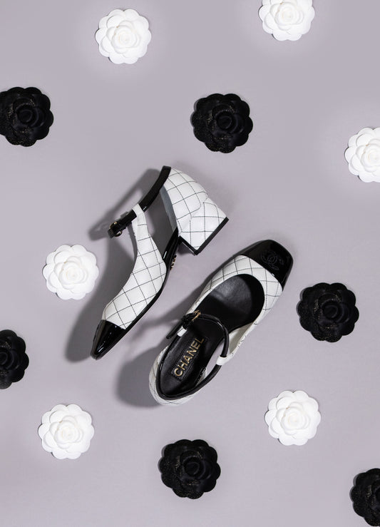 Chanel - Open Shoes in White & Black