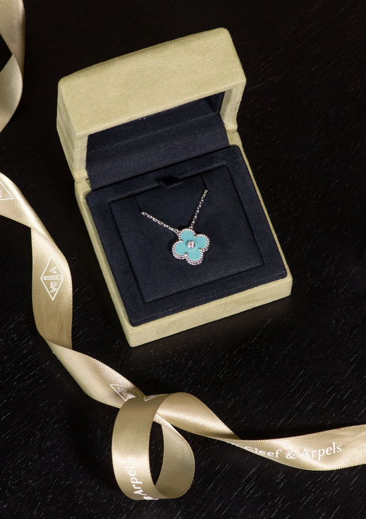 Van Cleef & Arpels Holiday Pendant in White Gold/Green Celadon