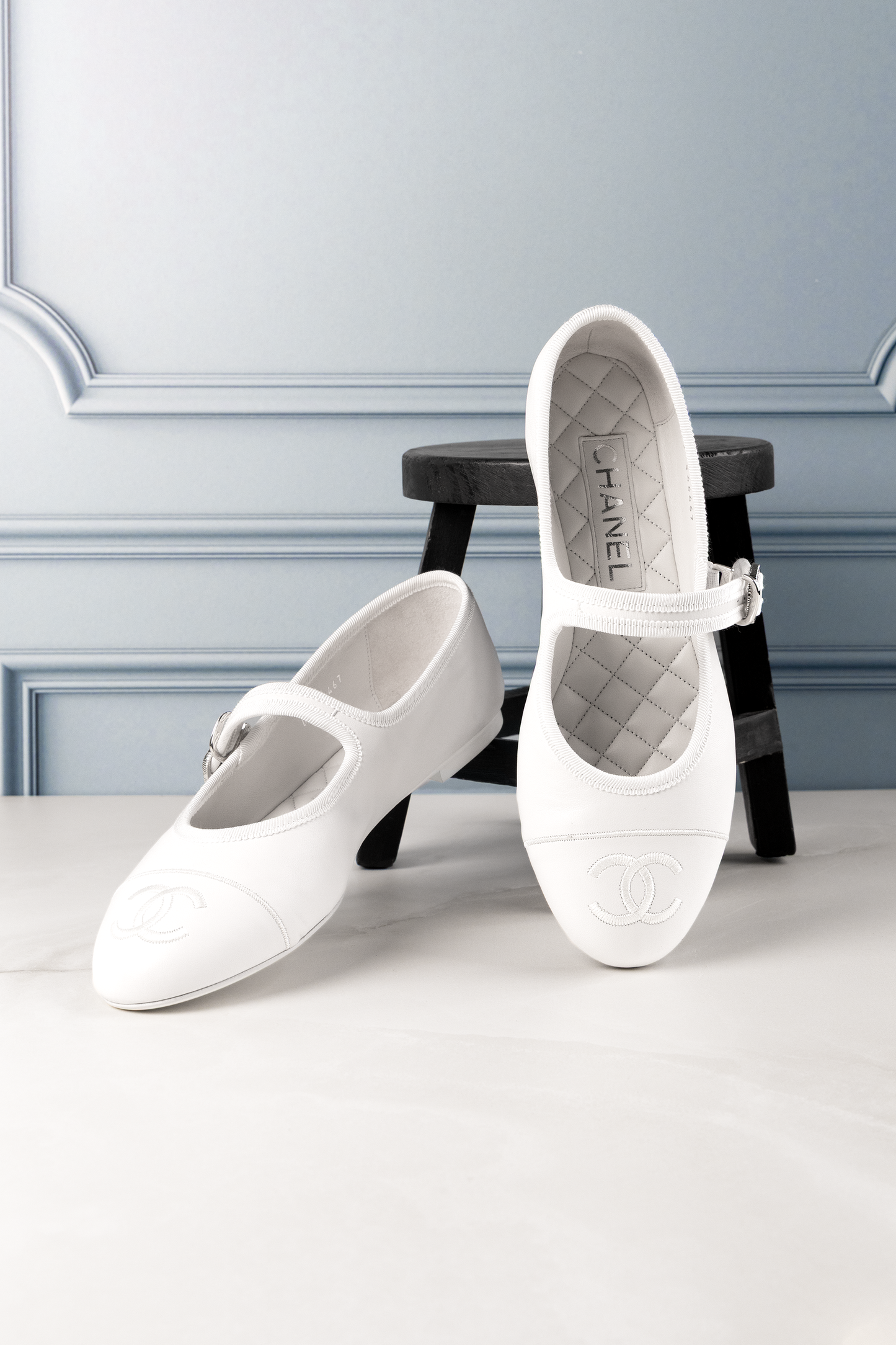 Chanel White Mary Janes