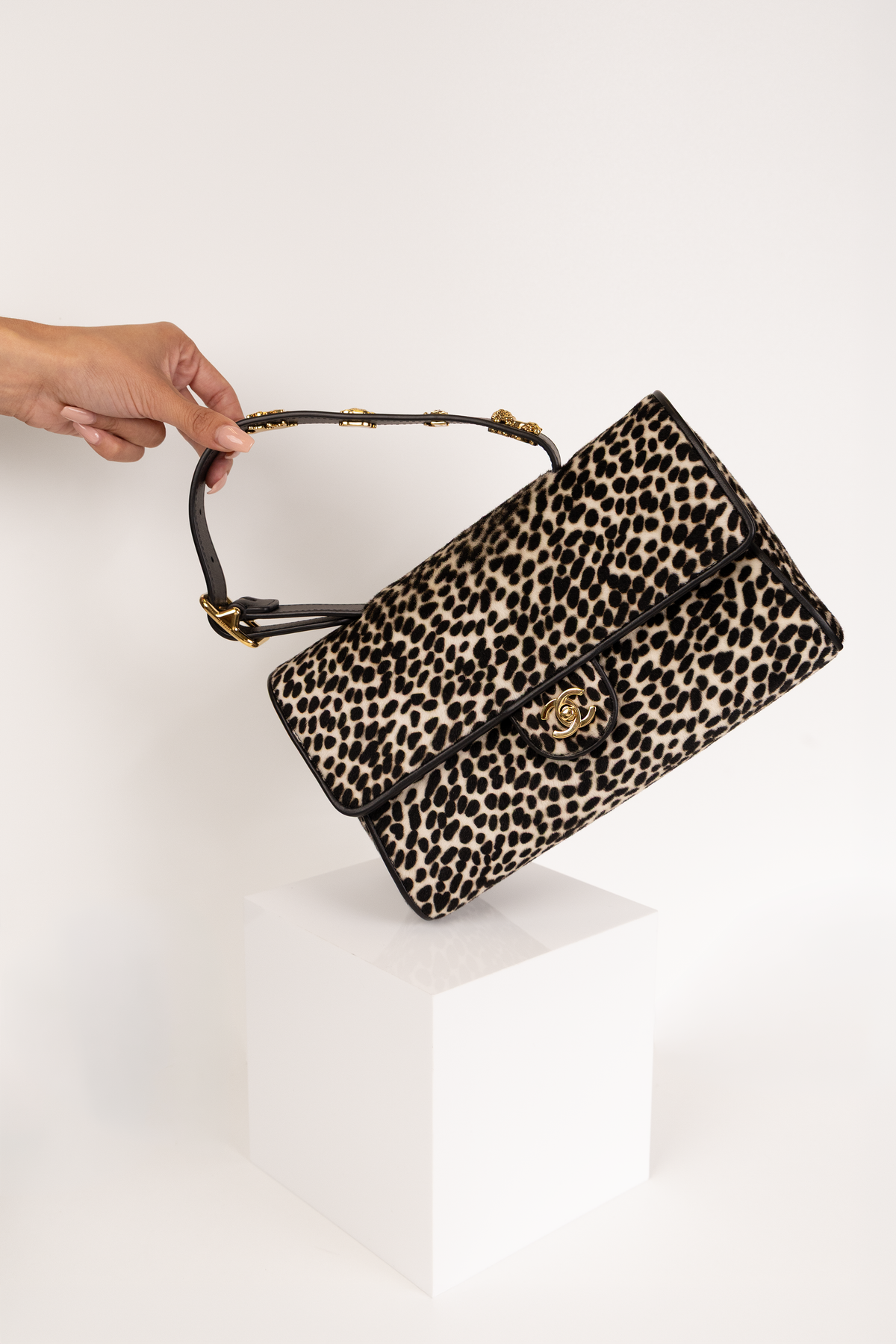 Chanel "Dalmation Print" Flap Bag with Handle