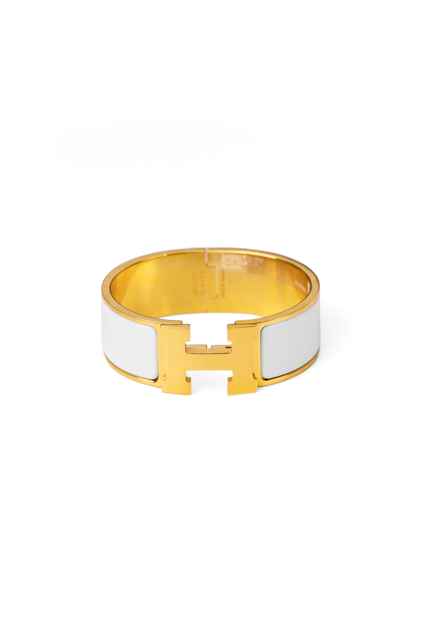 Hermes Large Clic H Bracelet in White/Yellow Gold