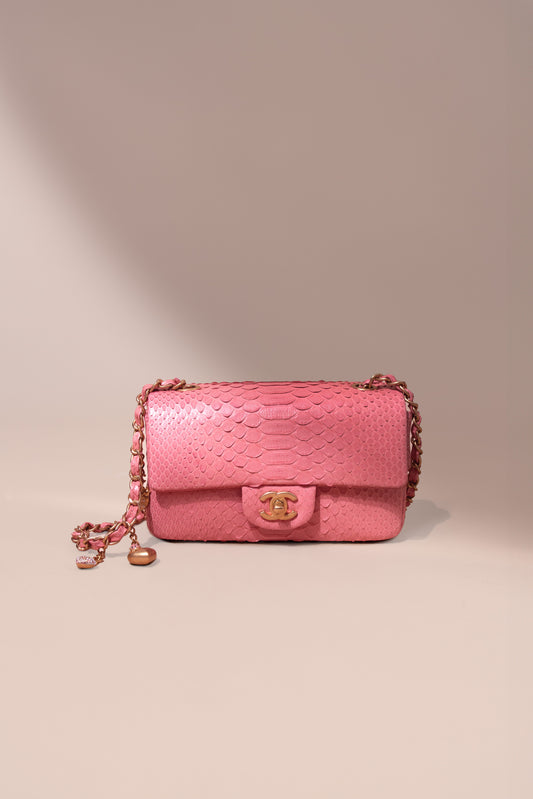Chanel Mini Pink Python Flap Bag