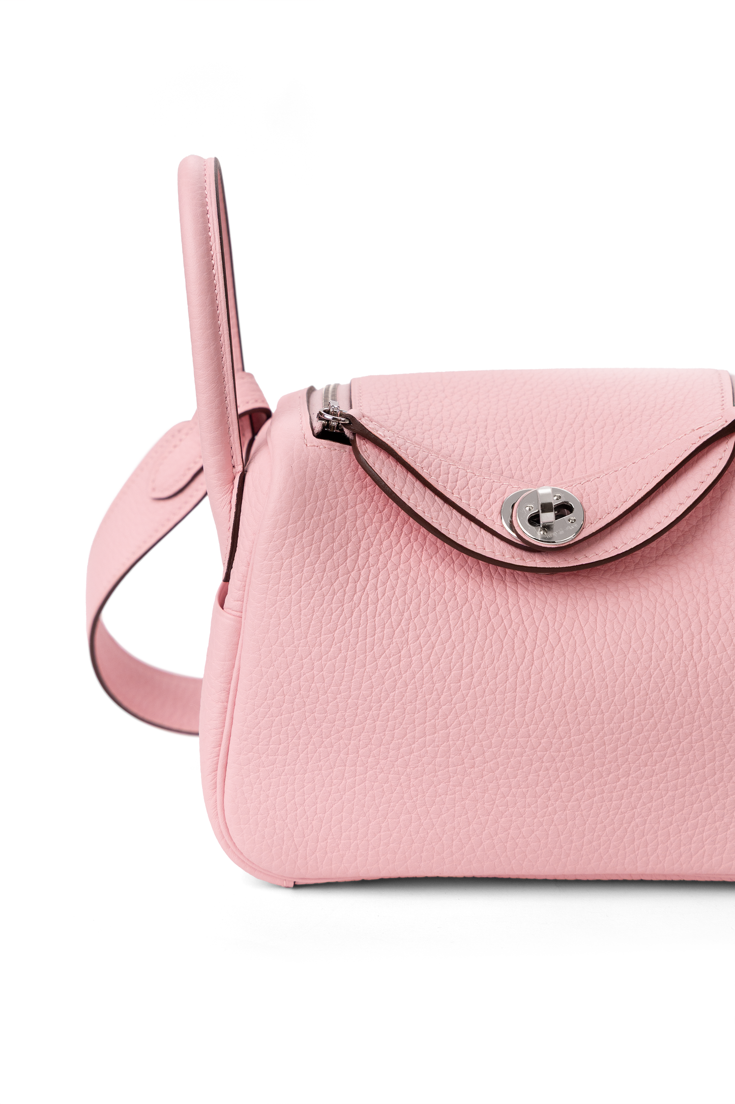 Hermes Mini Lindy in Rose Sakura with Silver Hardware
