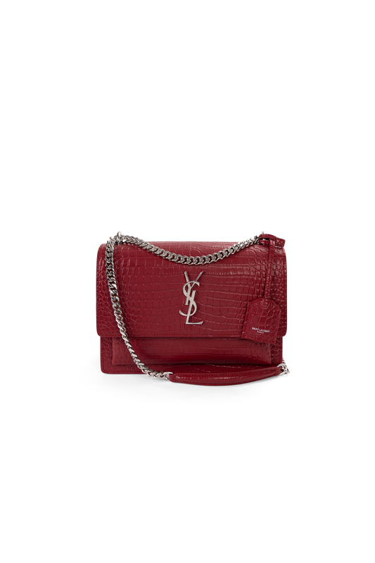 Yves Saint Laurent Red Crossbody in Crocodile Leather
