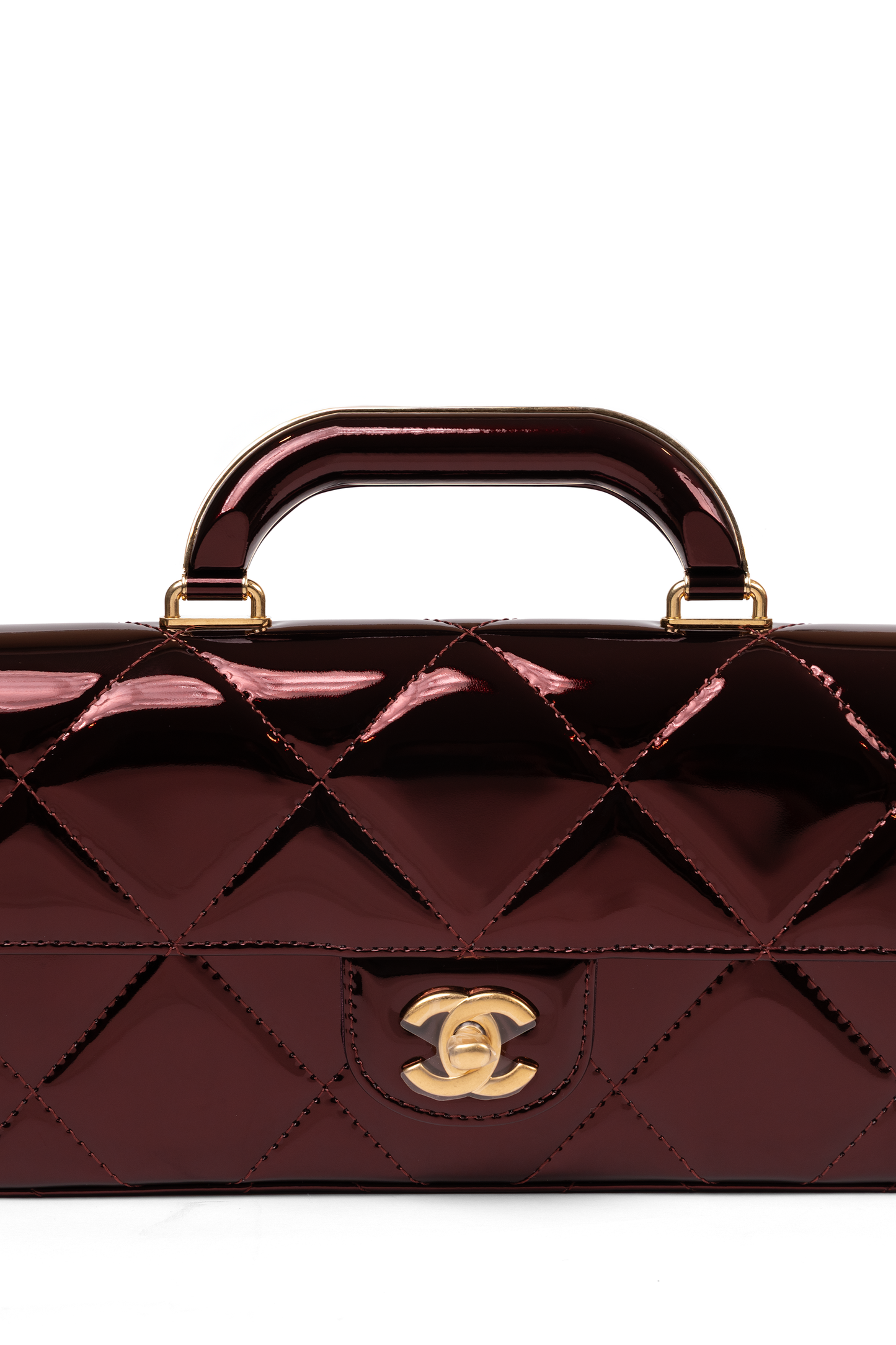 Chanel Long Burgundy Metallic Clutch