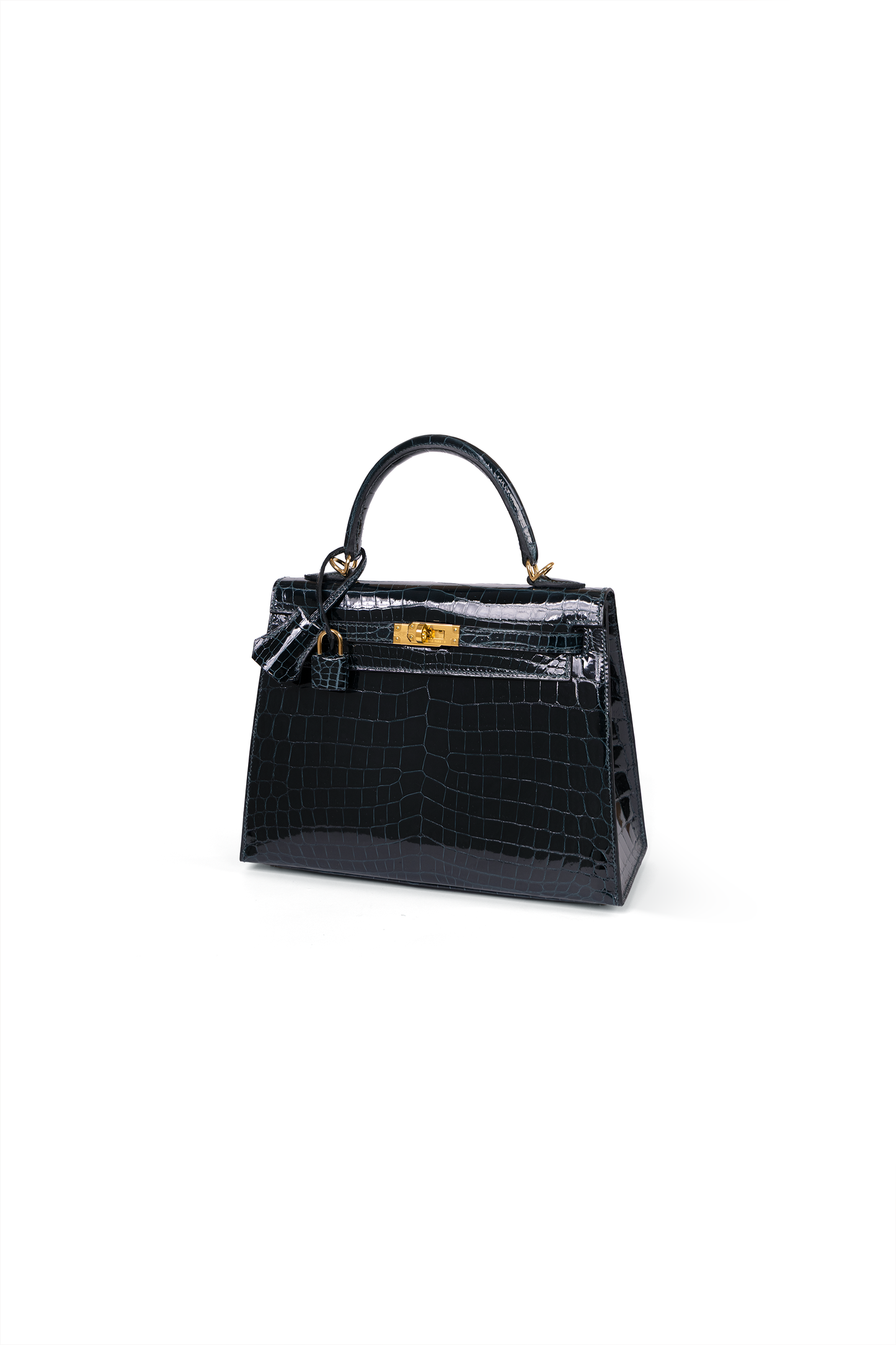 Hermes Kelly 28 Crocodile in Vert Rousseau with Gold Hardware