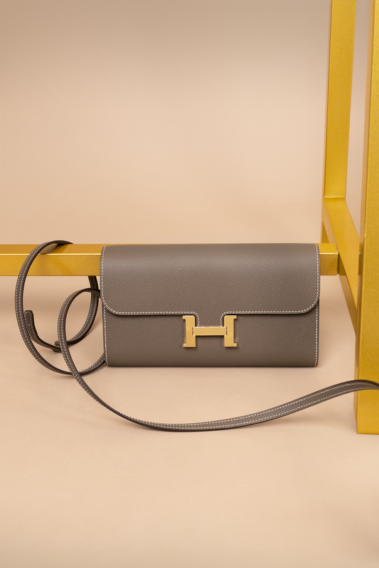 Hermès Constance Epsom Wallet To Go in Etoupe GHW