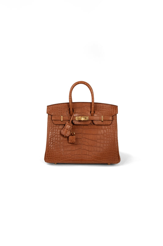 Hermes Birkin 25 Crocodile Matte Gold GHW