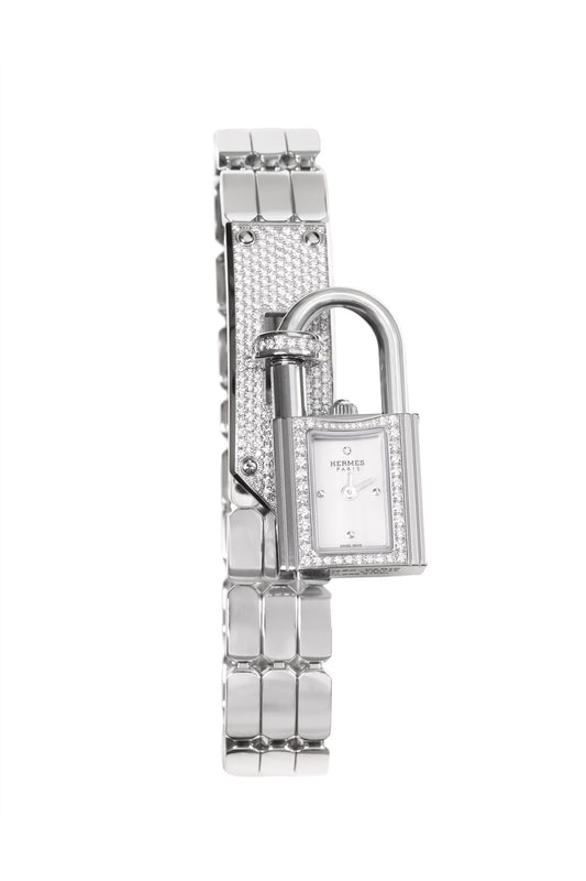 Hermes Diamond Kelly Lock Watch in White Gold