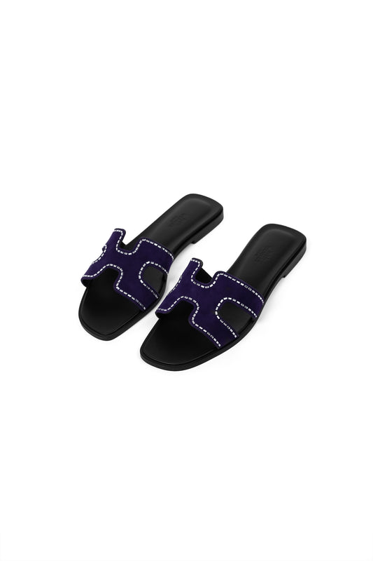 Hermès Purple Suede Oran Sandals