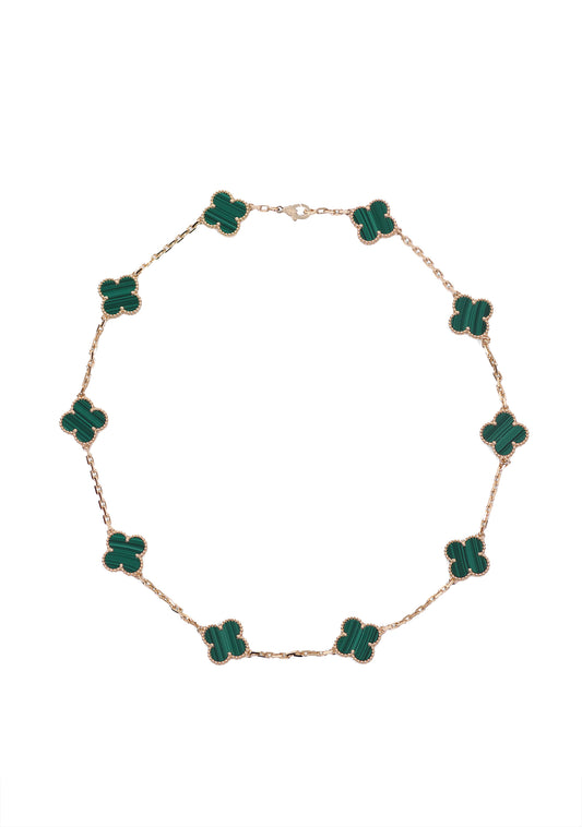 Van Cleef & Arpels 10 Motif Necklace in Yellow Gold/Malachite