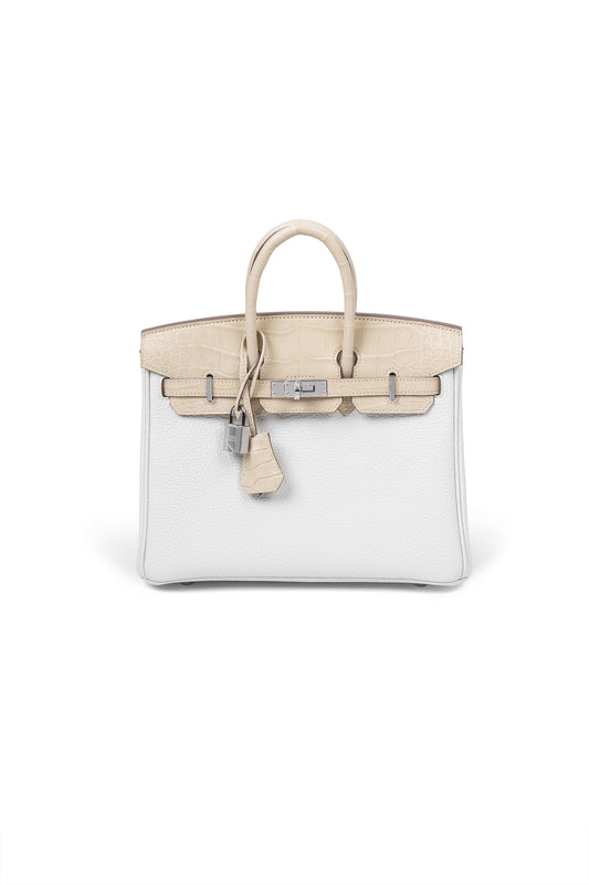 Hermès Birkin 25 Togo Touch Matte Alligator in Mushroom & Vanilla