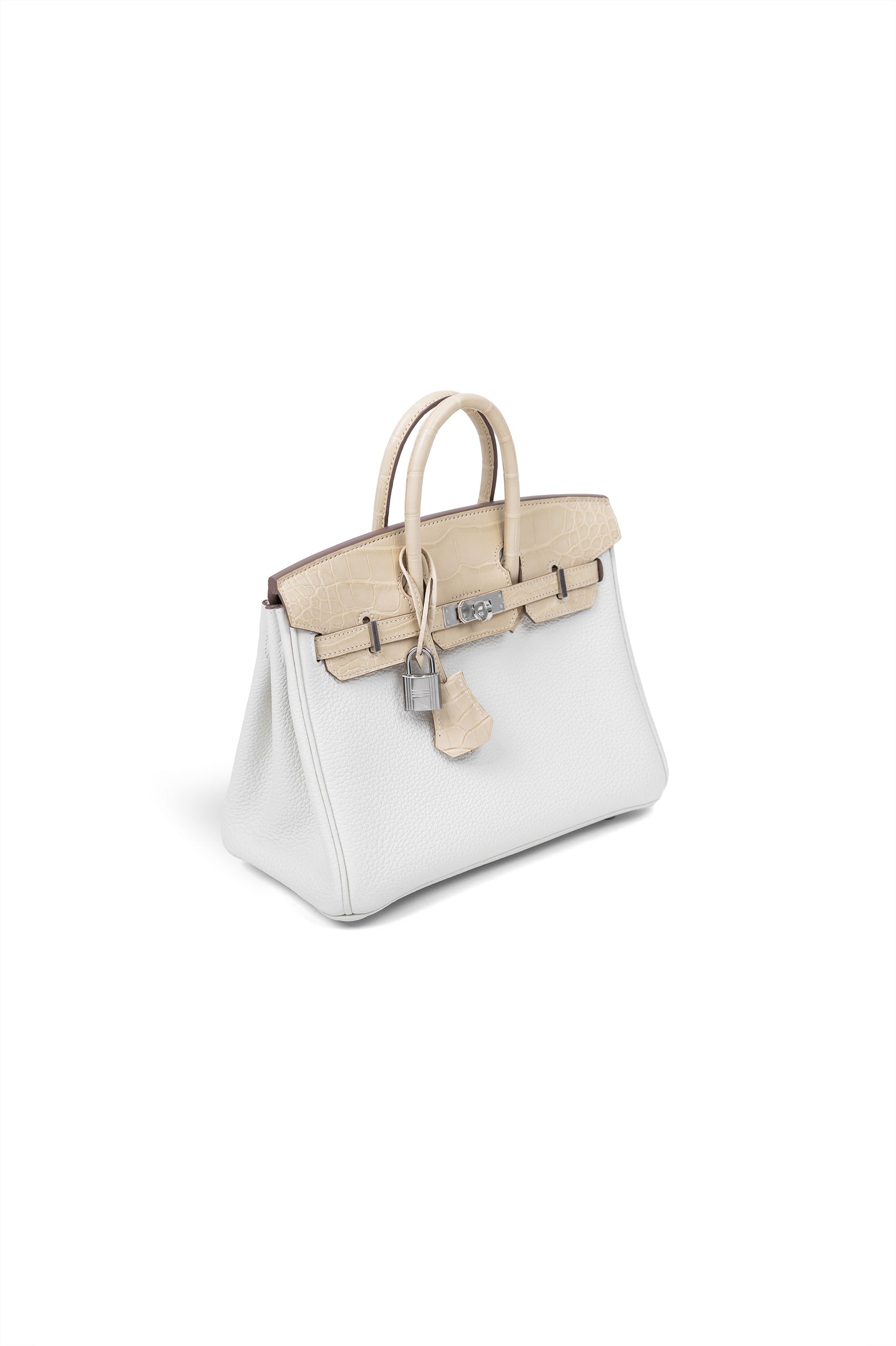 Hermès Birkin 25 Togo Touch Matte Alligator in Mushroom & Vanilla