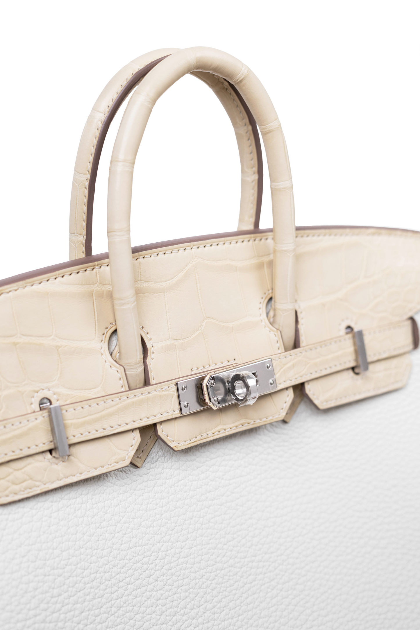 Hermès Birkin 25 Togo Touch Matte Alligator in Mushroom & Vanilla