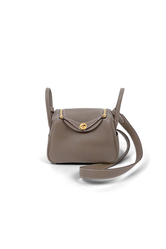 Hermès Mini Lindy Etoupe GHW