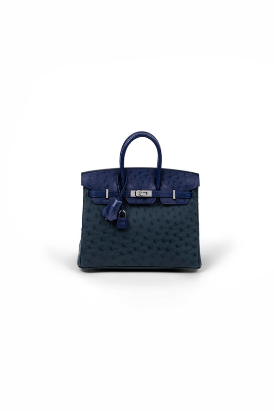 Hermès Birkin 25 Ostrich in Vert Cypress/Blue Iris PHW