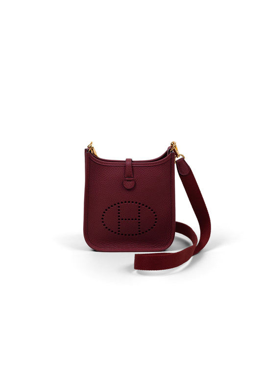 Hermès Mini Evelyne Clemence in Rouge H GHW