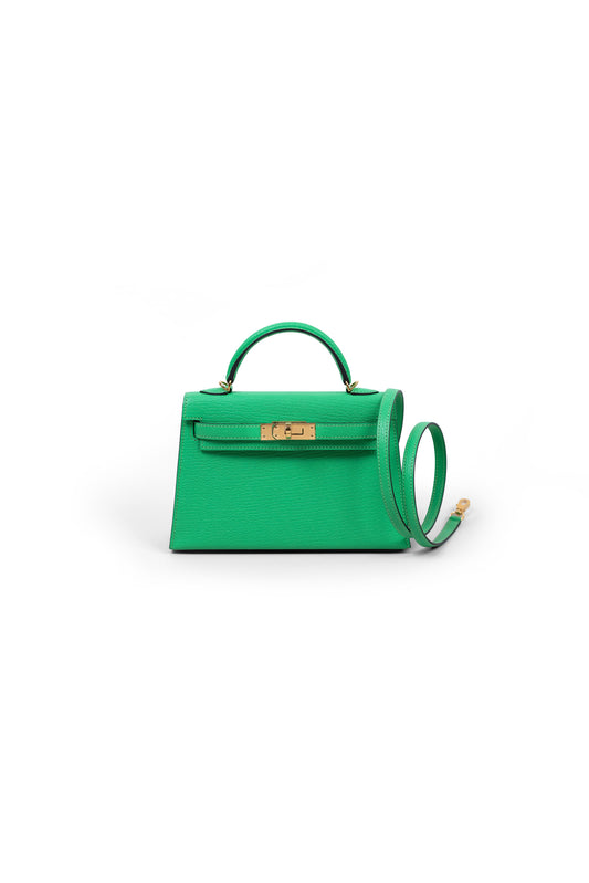 Hermes Mini Kelly Chevre Vert Comics GHW